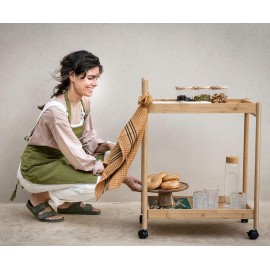 Andrea House - Τρόλει Κουζίνας 2 Επιπέδων Bamboo Με Λαβή 'Ωθησης Andrea House - Τρόλει Κουζίνας 2 Επιπέδων Bamboo Με Λαβή 'Ωθησης