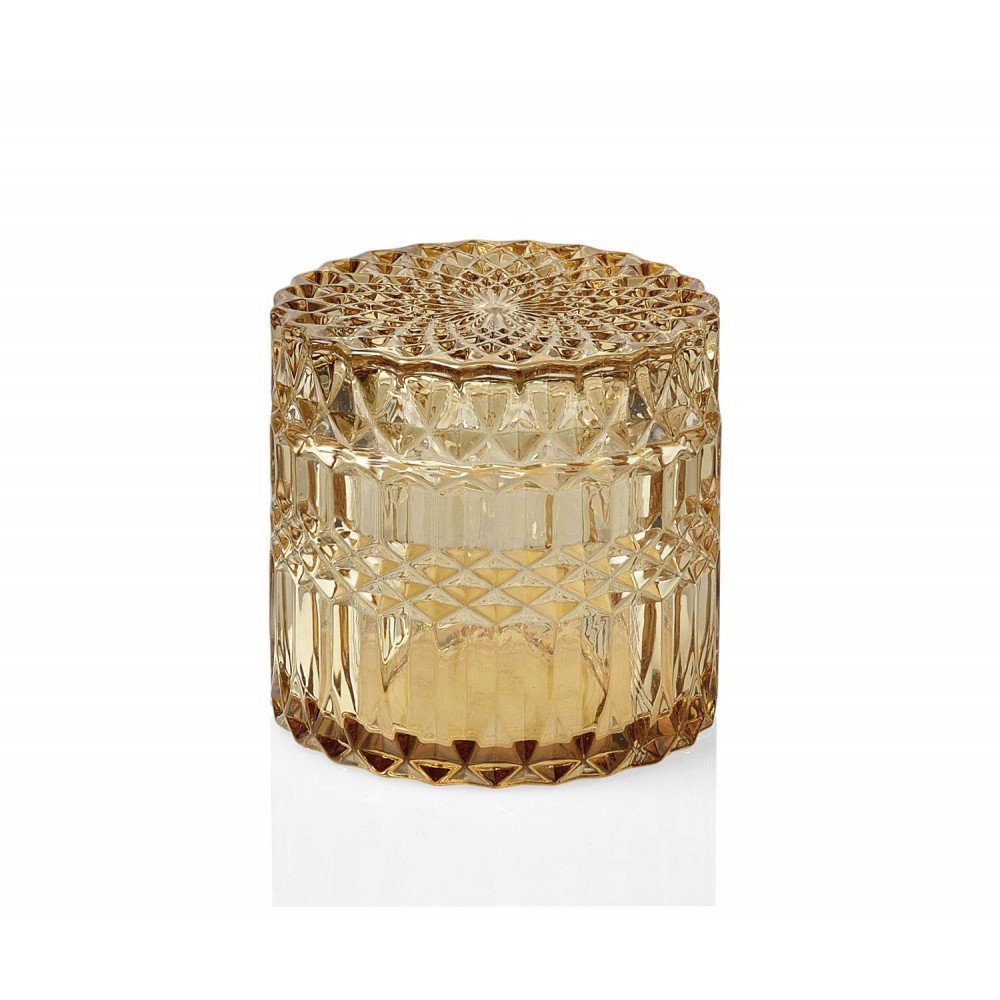 Andrea House - Γυάλινο Κουτί Μπάνιου Yellow Glass Ø9cm