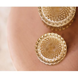 Andrea House - Γυάλινο Κουτί Μπάνιου Yellow Glass Ø9cm