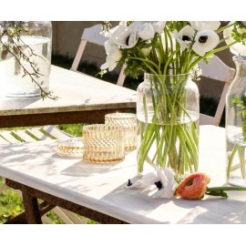 Andrea House - Γυάλινο Κουτί Μπάνιου Yellow Glass Ø10,5cm