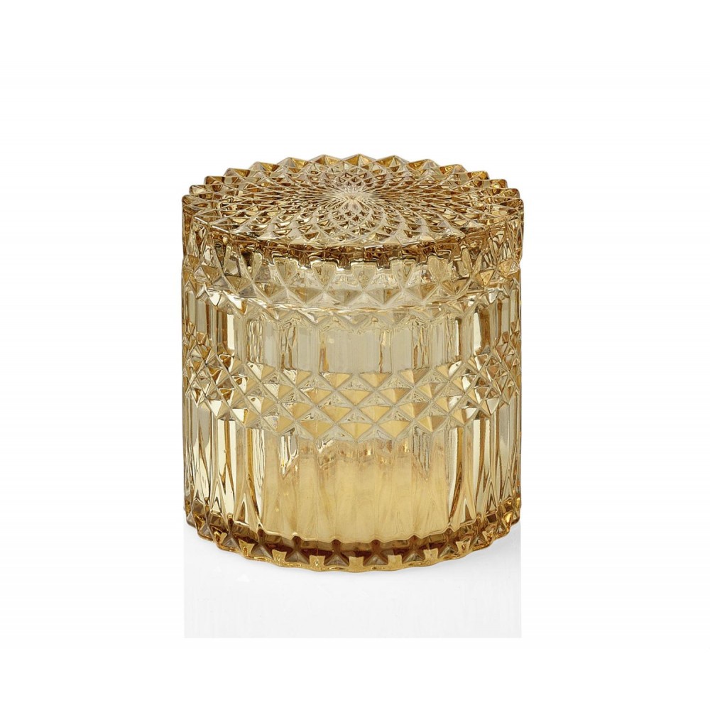 Andrea House - Γυάλινο Κουτί Μπάνιου Yellow Glass Ø10,5cm