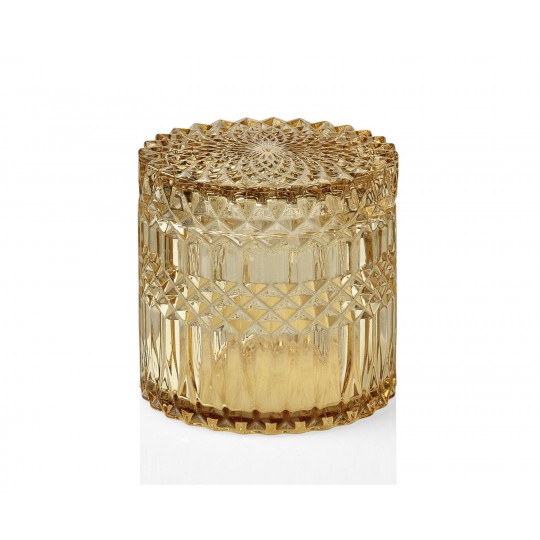 Andrea House - Γυάλινο Κουτί Μπάνιου Yellow Glass Ø10,5cm