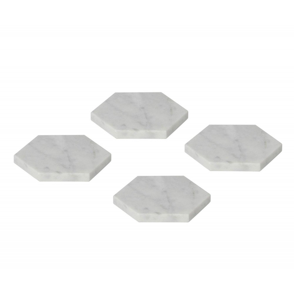 Andrea House - Σετ 4 Μαρμάρινα Σουβέρ Hexagon Ø10cm
