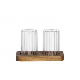 Andrea House - Σετ Αλάτι-Πιπέρι Glass Stripes Acacia