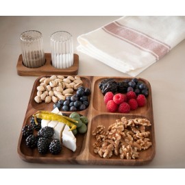 Andrea House - Σετ Αλάτι-Πιπέρι Glass Stripes Acacia