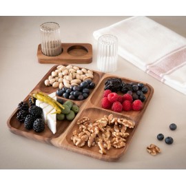 Andrea House - Σετ Αλάτι-Πιπέρι Glass Stripes Acacia