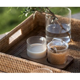 Andrea House - Σετ Σερβιρίσματος Για Γάλα Και Ζάχαρη Glass Stripes Acacia