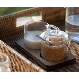 Andrea House - Σετ Σερβιρίσματος Για Γάλα Και Ζάχαρη Glass Stripes Acacia