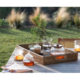 Andrea House - Σετ Σερβιρίσματος Για Γάλα Και Ζάχαρη Glass Stripes Acacia