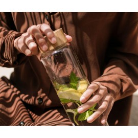 Andrea House - Γυάλινο Μπουκάλι Με Καπάκι Bamboo 1L