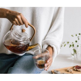 Andrea House - Γυάλινη Τσαγιέρα Με Φίλτρο Και Bamboo Λαβή 1L