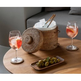 Andrea House - Θήκη Για Παγάκια Με Λαβίδα Rattan Ø20