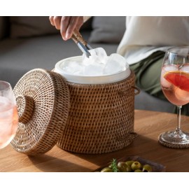Andrea House - Θήκη Για Παγάκια Με Λαβίδα Rattan Ø20