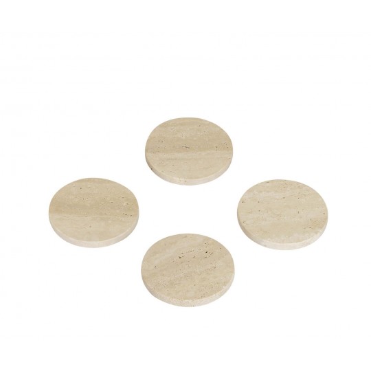 Andrea House - Σετ 4 Στρογγυλά Σουβέρ Travertine