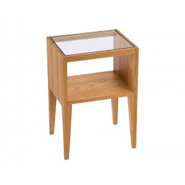 Andrea House - Κομοδίνο Με Ράφι Ash Wood/Glass