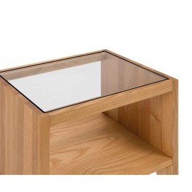 Andrea House - Κομοδίνο Με Ράφι Ash Wood/Glass