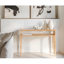 Andrea House - Κονσόλα Με Ράφι Ash Wood/Glass