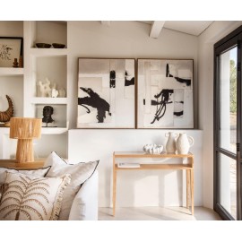 Andrea House - Κονσόλα Με Ράφι Ash Wood/Glass