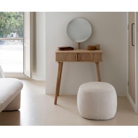 Andrea House - Πουφ Audry White D50cm