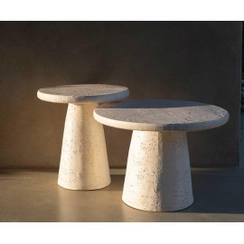 Andrea House - Βοηθητικό Τραπεζάκι Travertine Effect Ø46cm 