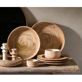 Andrea House - Βαθιά Στρογγυλή Διακοσμητική Πιατέλα Rattan Ø30