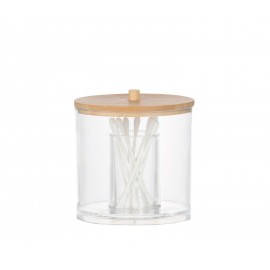 Andrea House - Ακρυλικό Κουτί Αποθήκευσης Μπάνιου 2 Θέσεων Με Καπάκι Bamboo