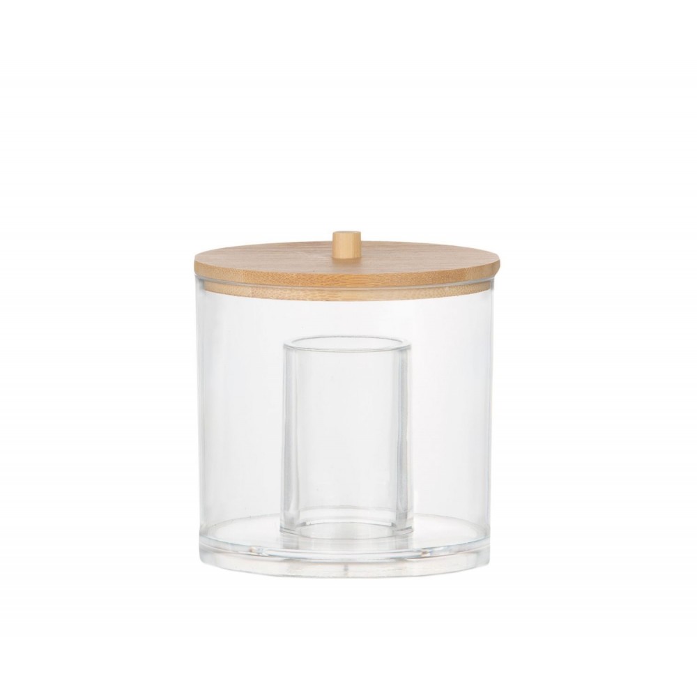 Andrea House - Ακρυλικό Κουτί Αποθήκευσης Μπάνιου 2 Θέσεων Με Καπάκι Bamboo