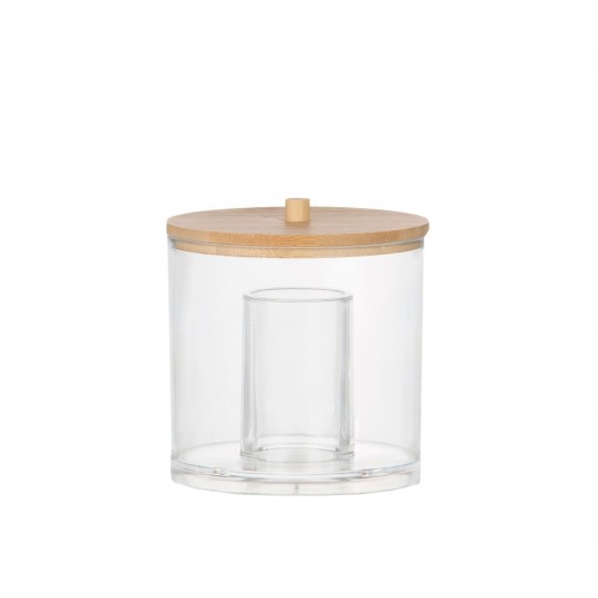 Andrea House - Ακρυλικό Κουτί Αποθήκευσης Μπάνιου 2 Θέσεων Με Καπάκι Bamboo