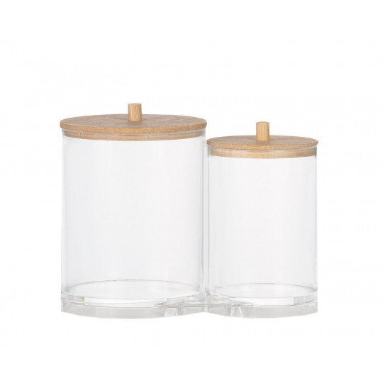 Andrea House - Διπλό Ακρυλικό Κουτί Αποθήκευσης Μπάνιου Με Καπάκια Bamboo