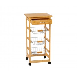 Andrea House - Τρόλει Κουζίνας 4 Επιπέδων Με Αφαιρούμενο Συρτάρι Bamboo