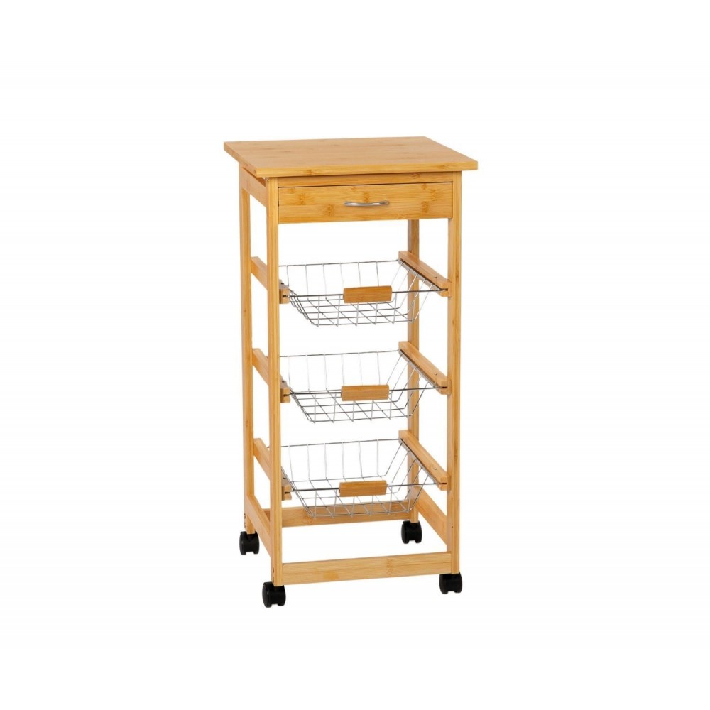 Andrea House - Τρόλει Κουζίνας 4 Επιπέδων Με Αφαιρούμενο Συρτάρι Bamboo