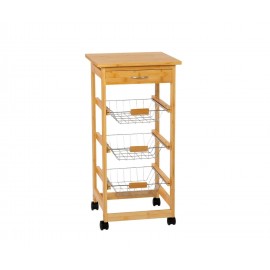 Andrea House - Τρόλει Κουζίνας 4 Επιπέδων Με Αφαιρούμενο Συρτάρι Bamboo