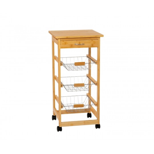 Andrea House - Τρόλει Κουζίνας 4 Επιπέδων Με Αφαιρούμενο Συρτάρι Bamboo