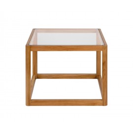 Andrea House - Δρύινο Βοηθητικό Τραπεζάκι Glass Cube 