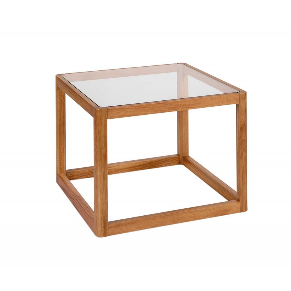 Andrea House - Δρύινο Βοηθητικό Τραπεζάκι Glass Cube 