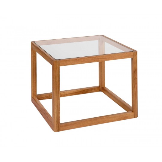 Andrea House - Δρύινο Βοηθητικό Τραπεζάκι Glass Cube 