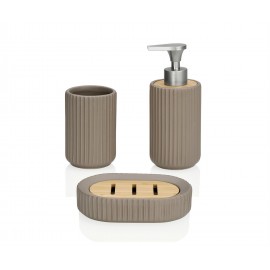 Andrea House - Ποτηράκι Για Οδοντόβουρτσες Stripe Ceramic Beige