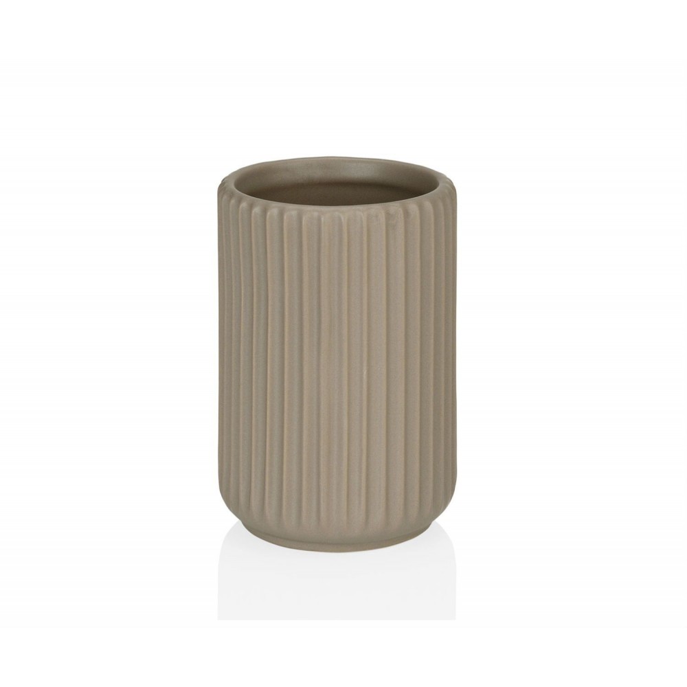 Andrea House - Ποτηράκι Για Οδοντόβουρτσες Stripe Ceramic Beige