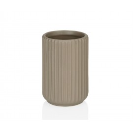 Andrea House - Ποτηράκι Για Οδοντόβουρτσες Stripe Ceramic Beige