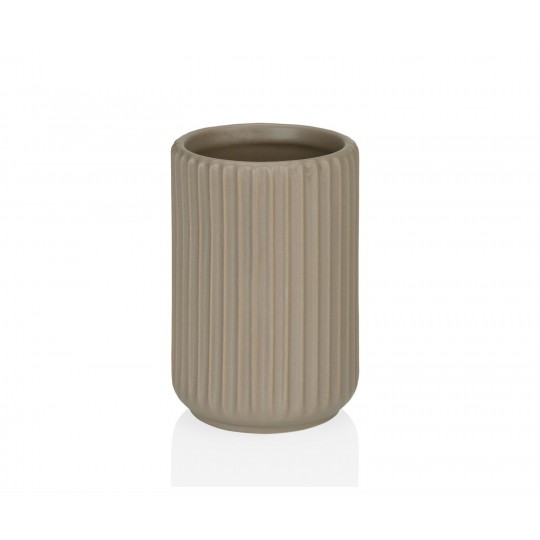 Andrea House - Ποτηράκι Για Οδοντόβουρτσες Stripe Ceramic Beige