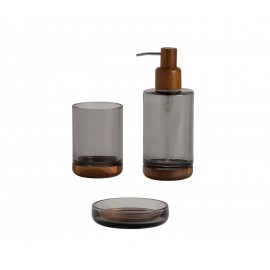 Andrea House - Ποτηράκι Για Οδοντόβουρτσες Grey Glass Acacia