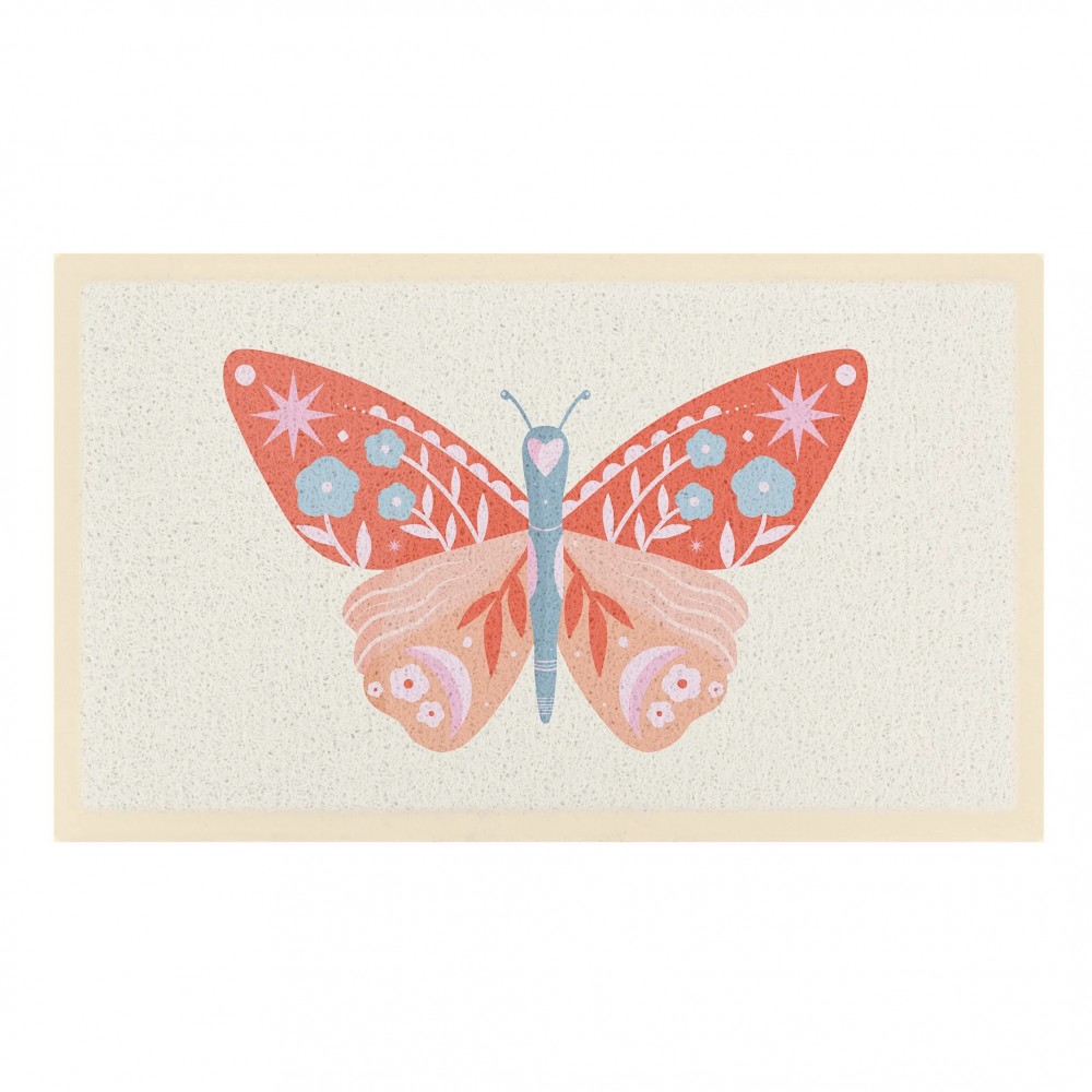 Artsy Mats - Χαλάκι Εισόδου Orange Flower Butterfly 70x40cm