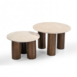 Boutique - Τραπεζάκι Σαλονιού Hippo Travertino 50cm