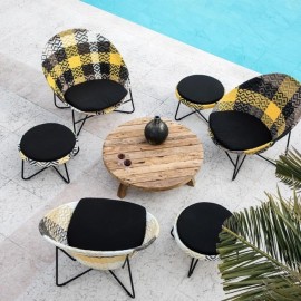 Boutique - Σκαμπό Brazil Black Cushion