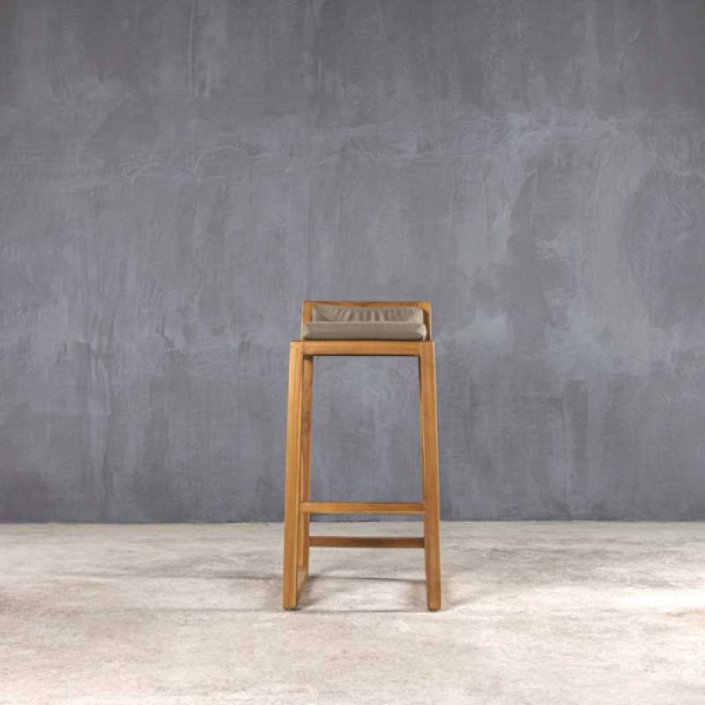 Boutique - Σκαμπό Μπαρ Με Μαξιλάρι Sled Teak