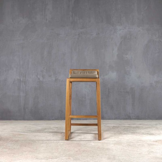 Boutique - Σκαμπό Μπαρ Με Μαξιλάρι Sled Teak