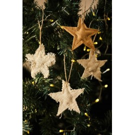 Calma House - Σετ 4 Υφασμάτινα Στολίδια Stars Natural