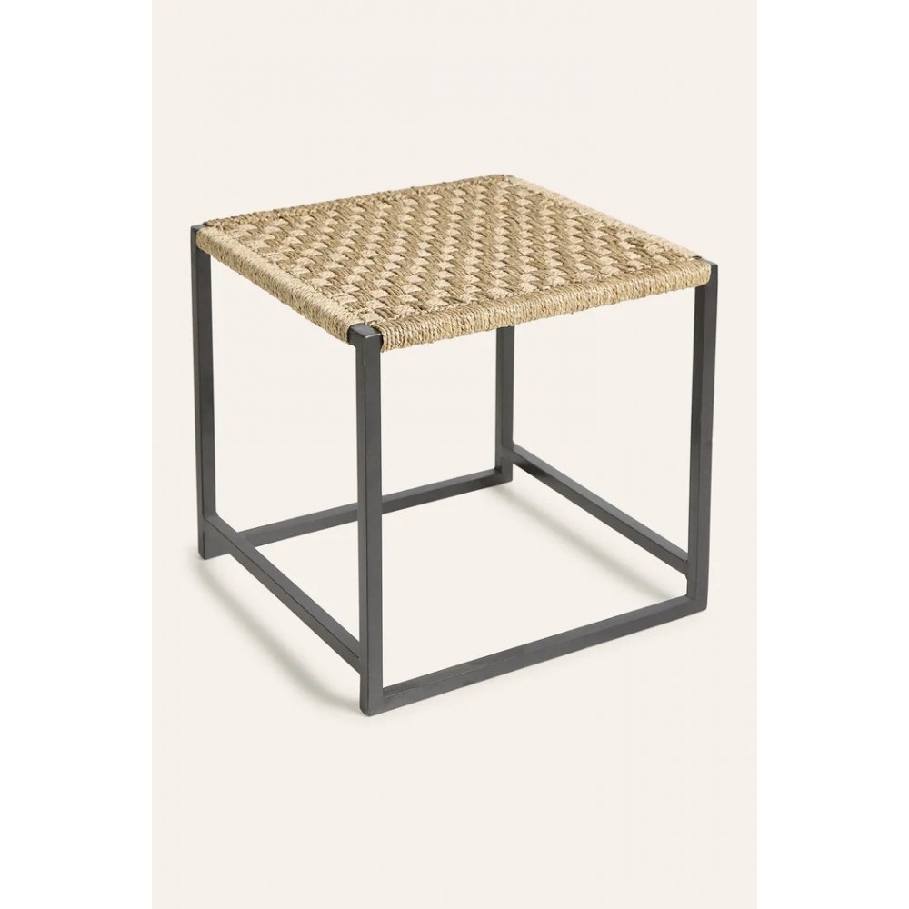 Calma House - Χειροποίητο Σκαμπό Braid Natural 45x45cm