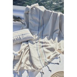 Calma House - Σετ Πετσέτα Θαλάσσης/Παρεό Με Μαξιλάρι Παραλίας Pineda Beige