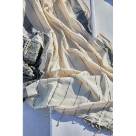 Calma House - Σετ Πετσέτα Θαλάσσης/Παρεό Με Μαξιλάρι Παραλίας Tiana Black